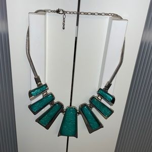Green Costume jewelry necklace with matching earrings